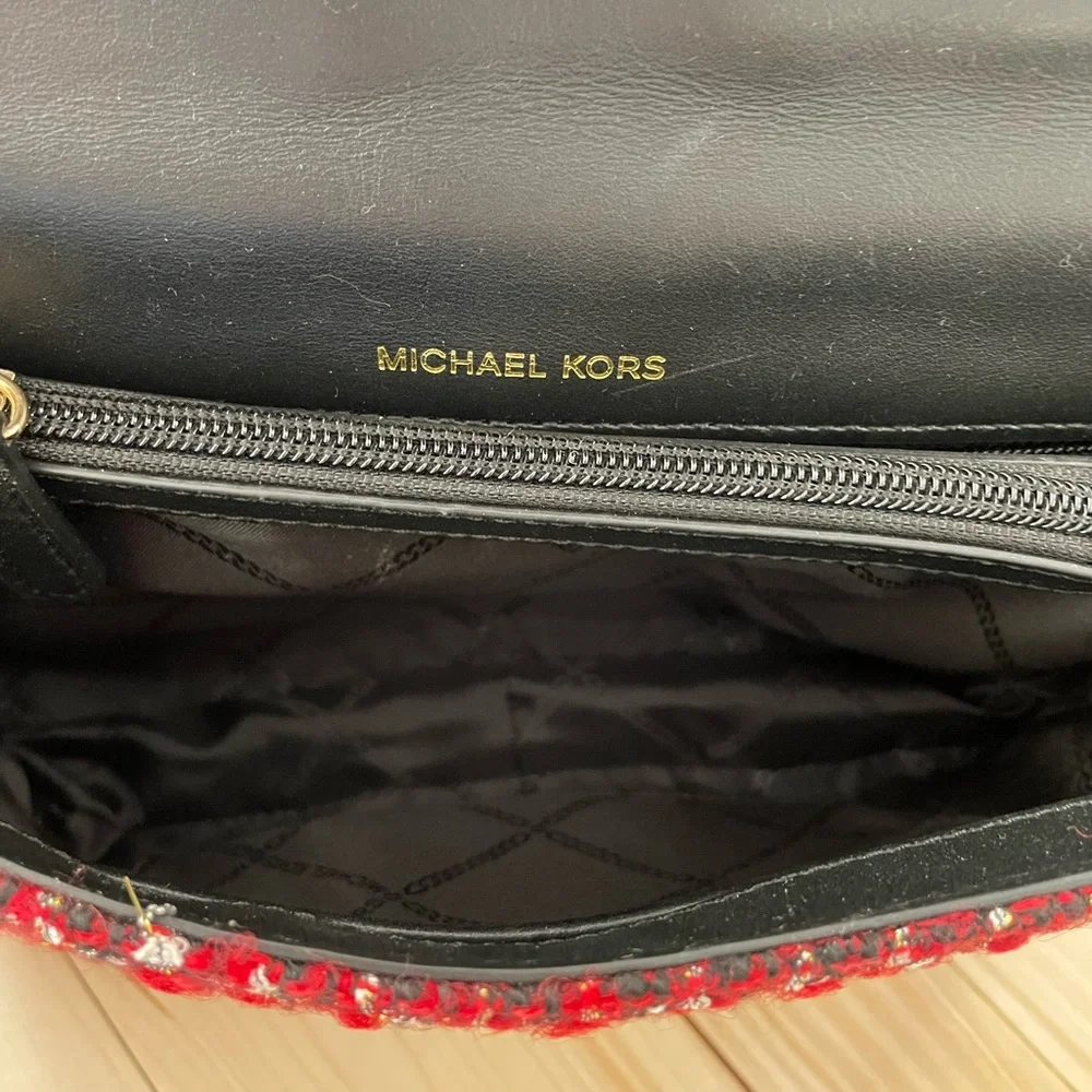 MICHAEL‎ KORS RED TWEED SOHO CHAIN CROSSBODY BAG